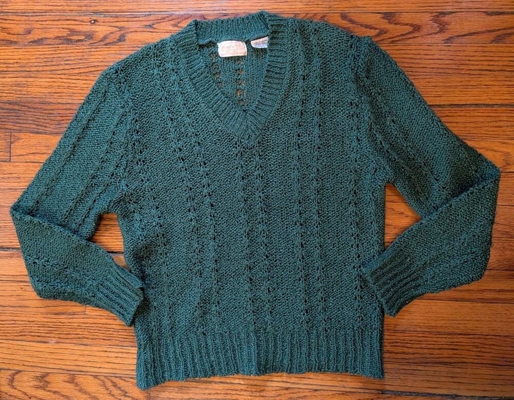 Vintage 1988 Acrylic Fiber Sweater Women's S Dark Green